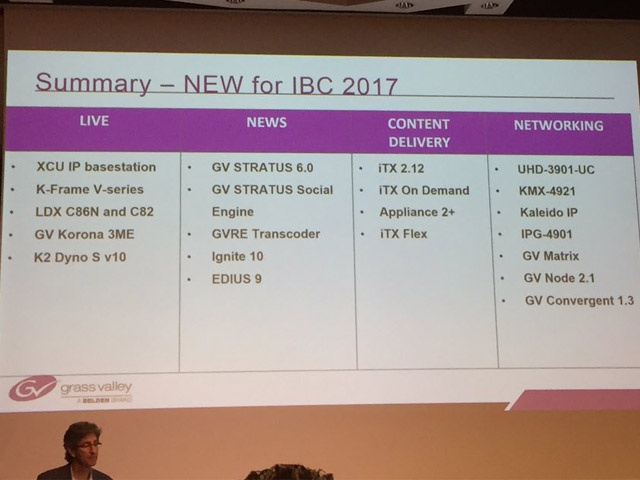 Newsline Report - Tecnologa - IBC2017: Grass Valley: soluciones de produccin en vivo con amplio soporte para HDR